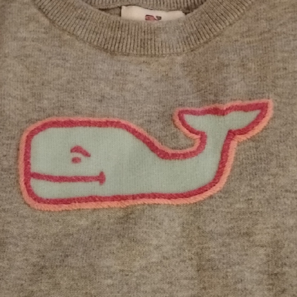 Vineyard Vines Gray Sweater with Pink Whale